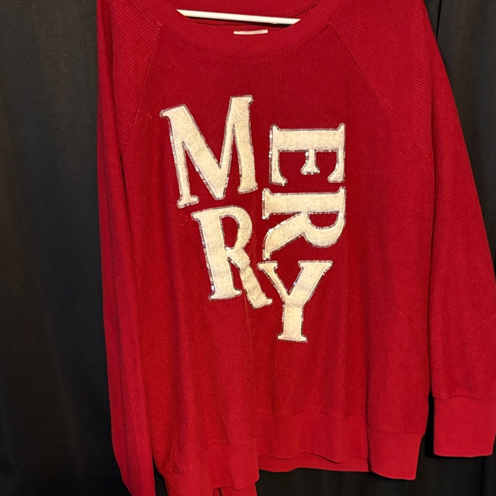 Maurice’s Red Women's Sweater with Embroidered Letters